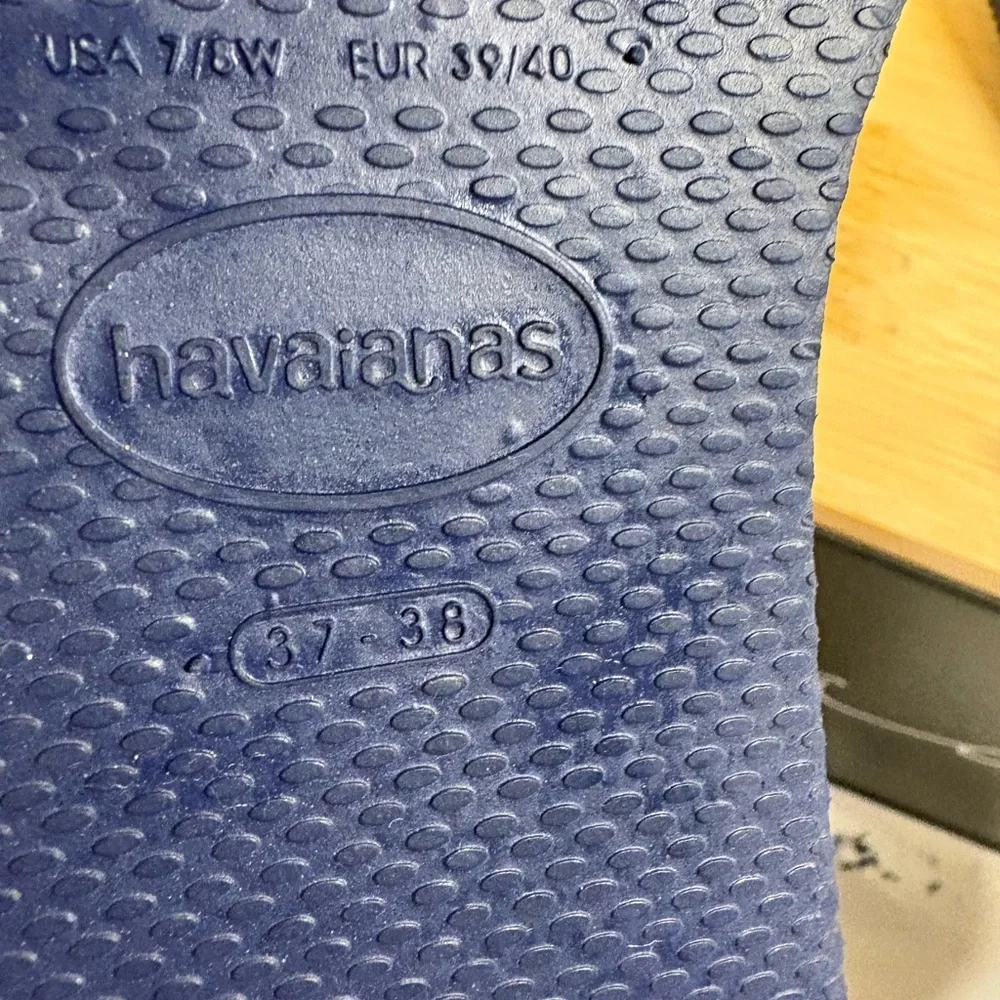 Havaianas Blue and Tan Bow Sandals